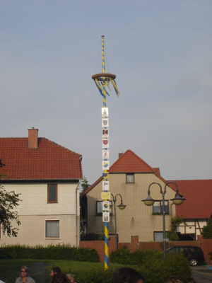 Maibaum mit Wappen der Tiftlingerder Vereine